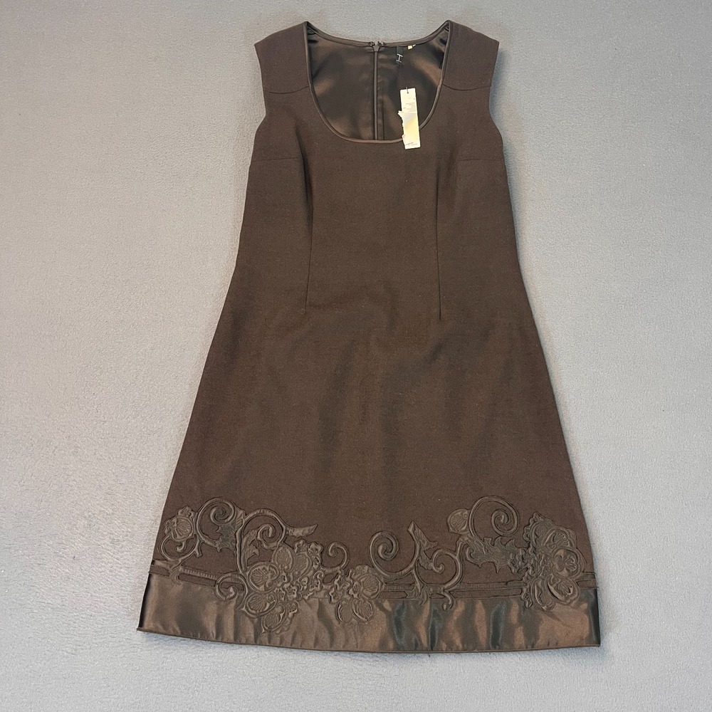 Talbots Womens 4 A‎ Line Sleeveless Ornah Dress Acorn Embroidered Swirl NWT